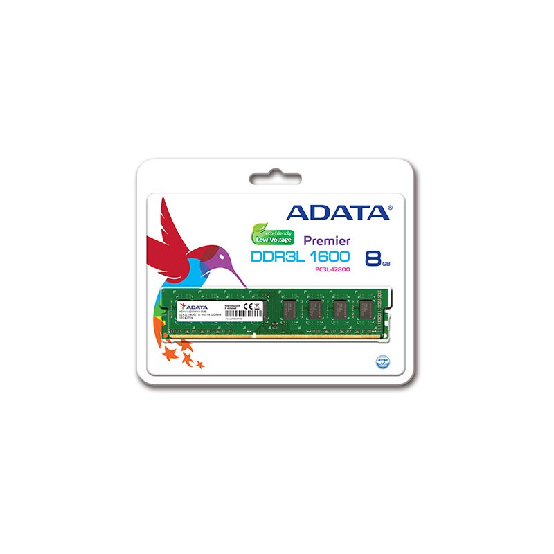 ADATA Barrette mémoire 8go ddr3 low voltage pour pc de bureau - ADDU1600W8G11-R