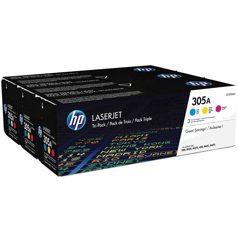 HP Pack de 3 toners laserjet 305a - cf370am