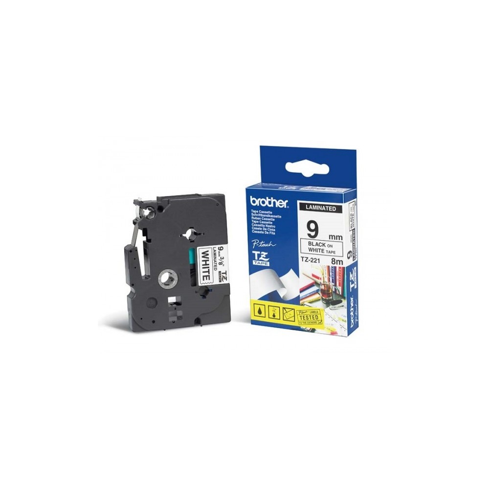 BROTHER CASSETTE RUBAN POUR P-TOUCH 9 MM NOIR/BLANC 1