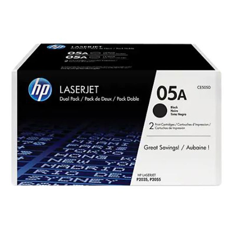 HP PACK DE 2 TONERS ORIGINAL LASERJET 05A NOIR (CE505D) 1