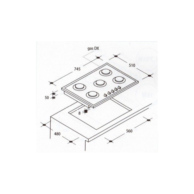 CANDY Plaque de Cuisson CVG75SQGNX 2