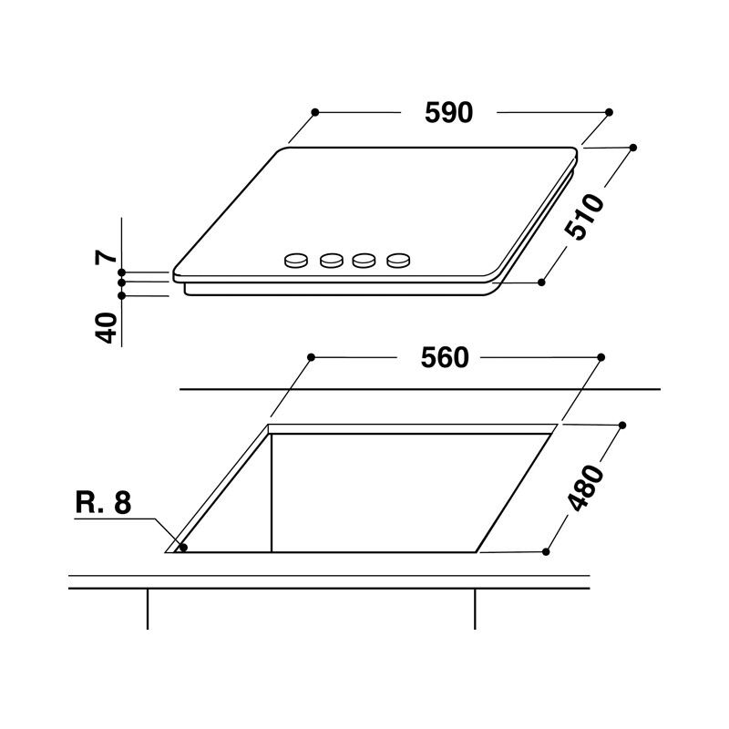 Whirlpool Table de cuisson GMA 6422/IXL 4 feux inox  ixelium 2