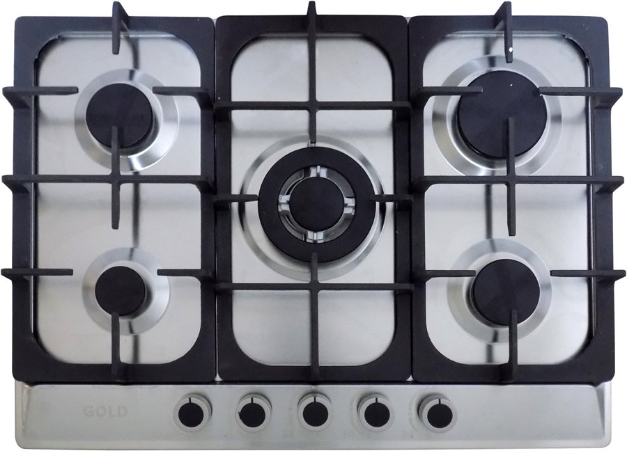 GOLD PLAQUE ENCASTRABLE 5 FEUX 70CM GRILLE FONTE INOX : GB-7055 1