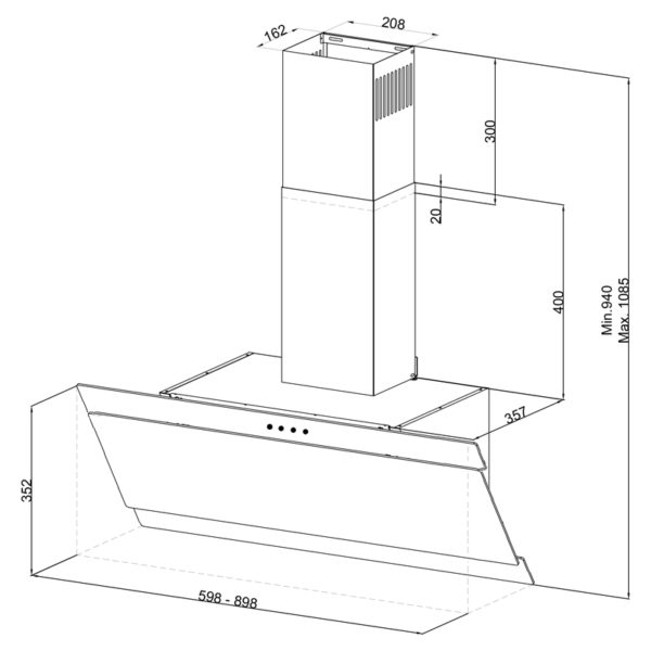 FOCUS HOTTE DESIGN F620B 60cm 2