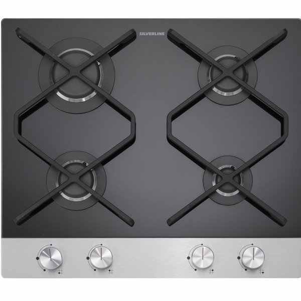 Silverline PLAQUE à GAZ 60CM 4 FEUX NOIR SéCURITé THERMOCOUPLE