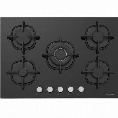 Silverline PLAQUE à GAZ 75CM 5 FEUX NOIR SéCURITé THERMOCOUPLE CS5364B01.FFD 1