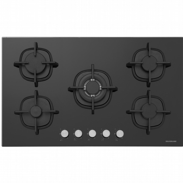 Silverline PLAQUE à GAZ 90CM 5 FEUX NOIR SéCURITé THERMOCOUPLE CS5363B01.FFD 1