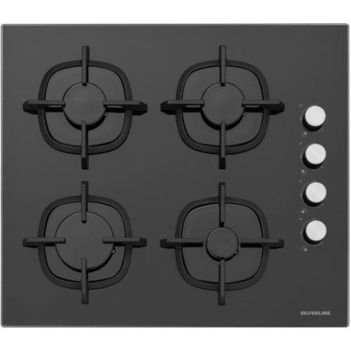 Silverline PLAQUE à GAZ 60CM 4 FEUX NOIR SéCURITé THERMOCOUPLE CS5343B01.FFD 1
