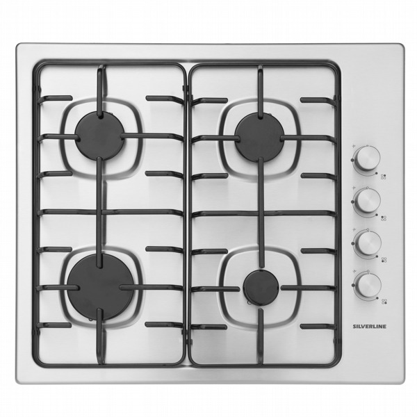Silverline PLAQUE à GAZ 60CM 4 FEUX INOX SéCURITé THERMOCOUPLE