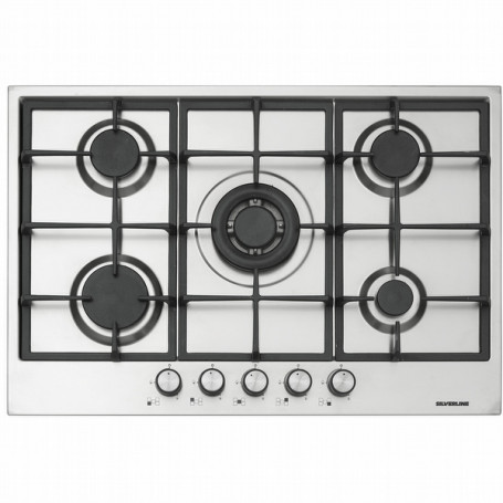 Silverline PLAQUE à GAZ 75CM 5 FEUX INOX 1