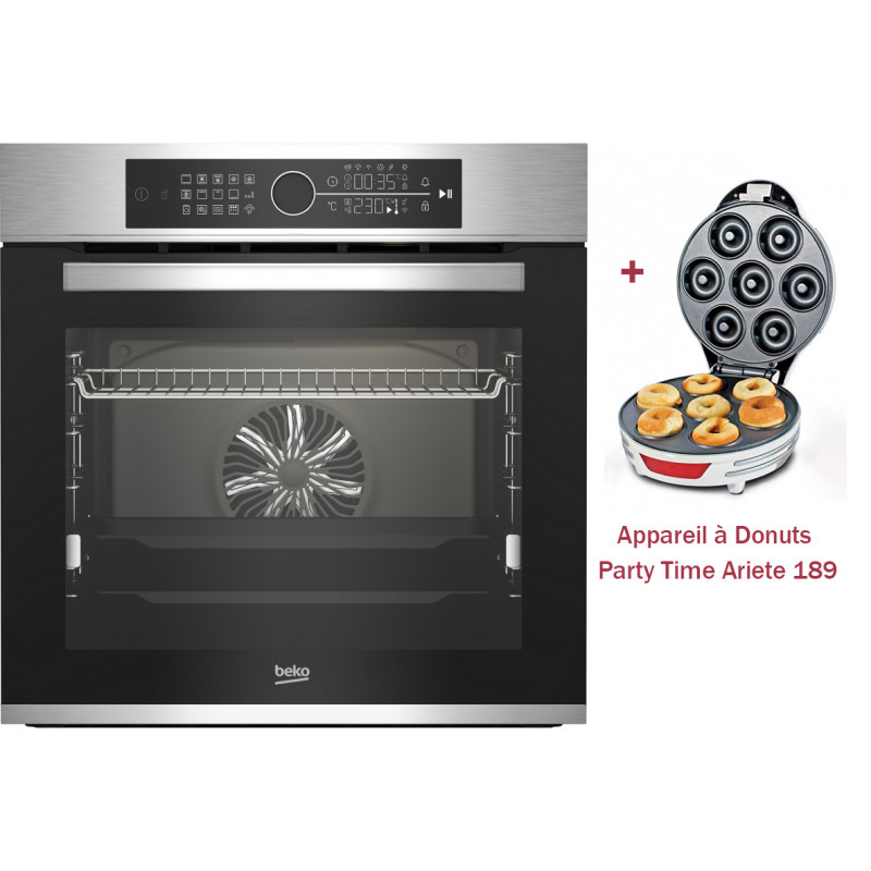 BEKO FOUR ENCASTRABLE BEKO BBIM12400XCS 13 FONCTIONS AVEC AFFICHEUR 60 CM / 72 L / + APPAREIL à DONUTS PARTY TIME 189 OFFERT