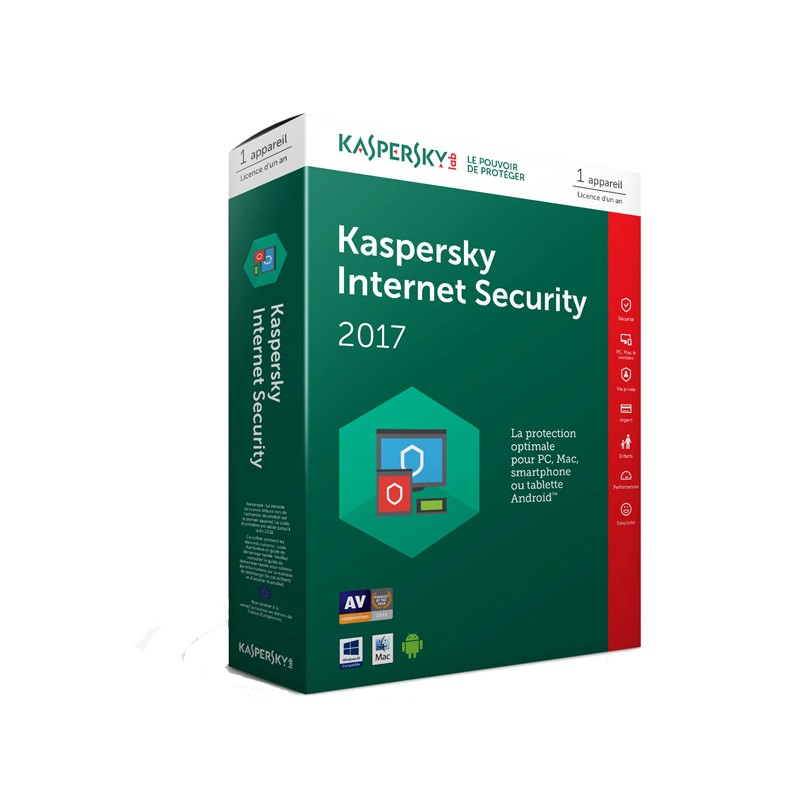 KASPERSKY - Internet Security 2017- Licence 1 poste 1 an prix tunisie