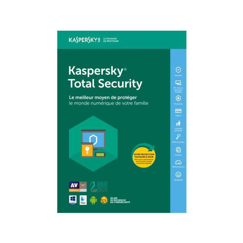 KASPERSKY ANTIVIRUS INTERNET SECURITY 2019 - 1 AN / 10 PC 1