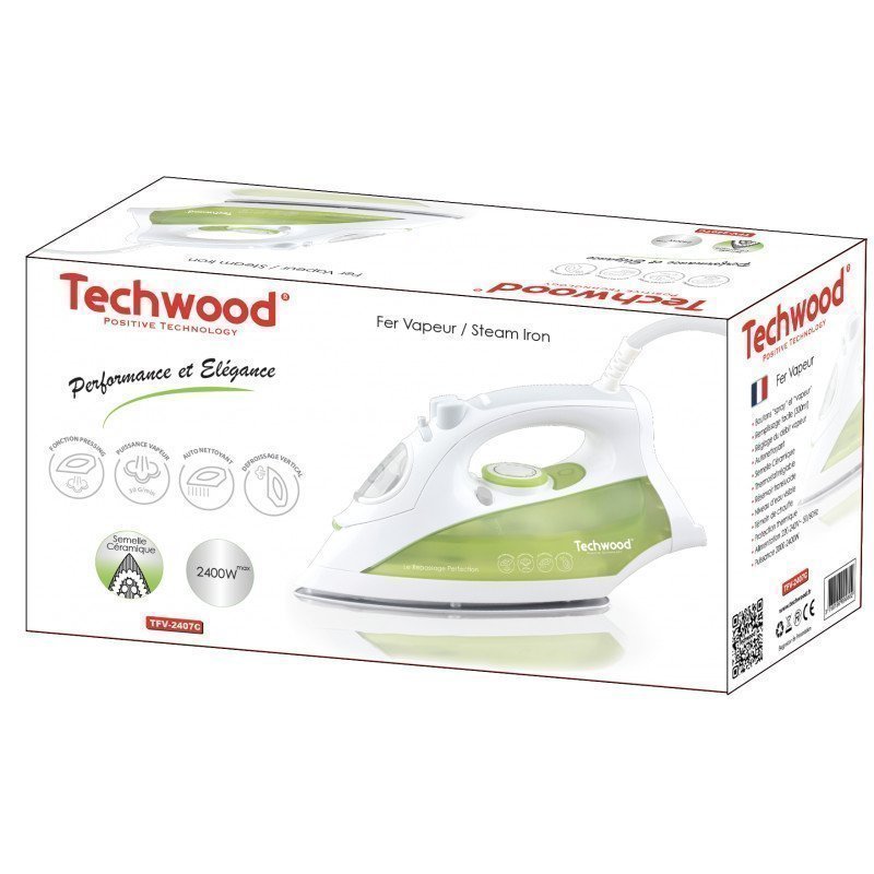 Techwood FER à VAPEUR TFV-2407 BLANC/VERT 2