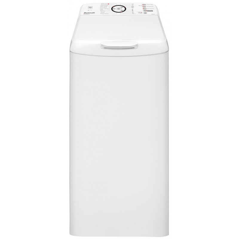 Brandt LAVE LINGE TOPLOAD INTELLECT BT6802B / 6KG / BLANC + LILAS POUDRE MACHINE 5 KG 1