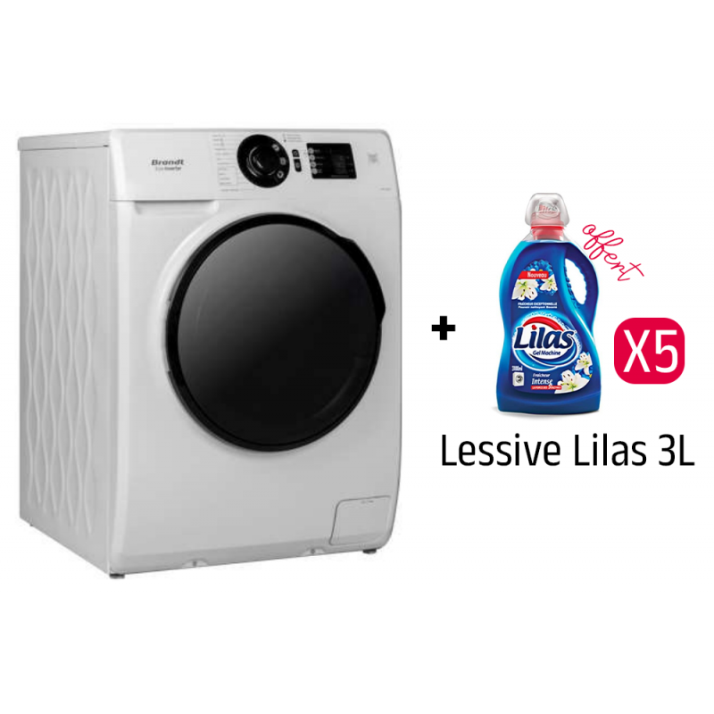 Brandt LAVE LINGE FRONTALE BAM102QWL 10.5 KG / BLANC + 15 LITRES LESSIVE 2