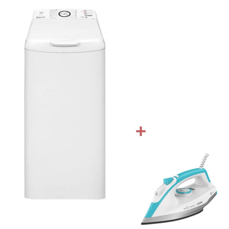 Brandt LAVE LINGE TOP TOPLOAD 6 KG BLANC + FER à REPASSER 2
