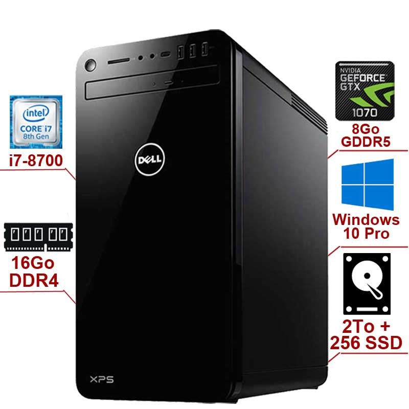 DELL PC DE BUREAU GAMER XPS 8930 I7 8è GéN 16GO 2TO + 256 SSD 1