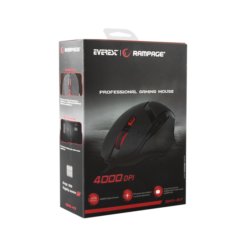 EVEREST SOURIS USB GAMING LASER RAMPAGE SMX-R7 / 4000DPI 2