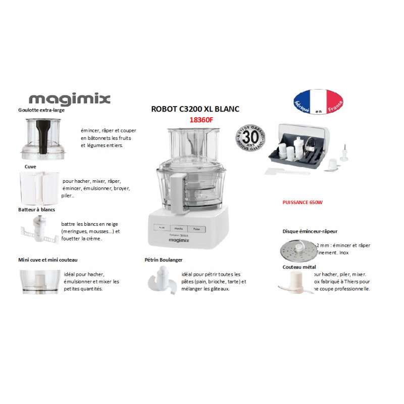 MAGIMIX ROBOT MULTIFONCTION 18360F COMPACT 3200XL 2