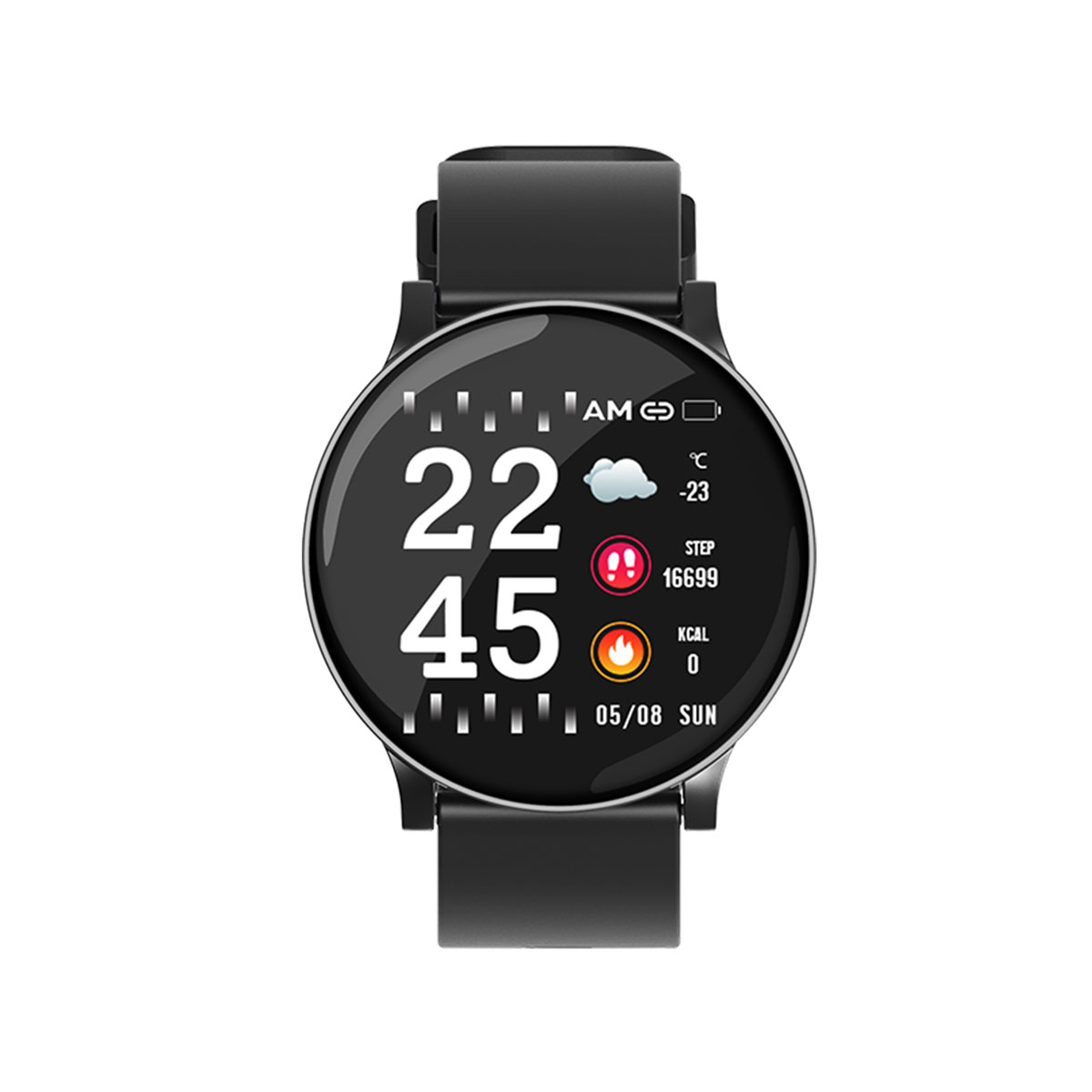 KSIX Fitness Band Round HR Smartwatch Black