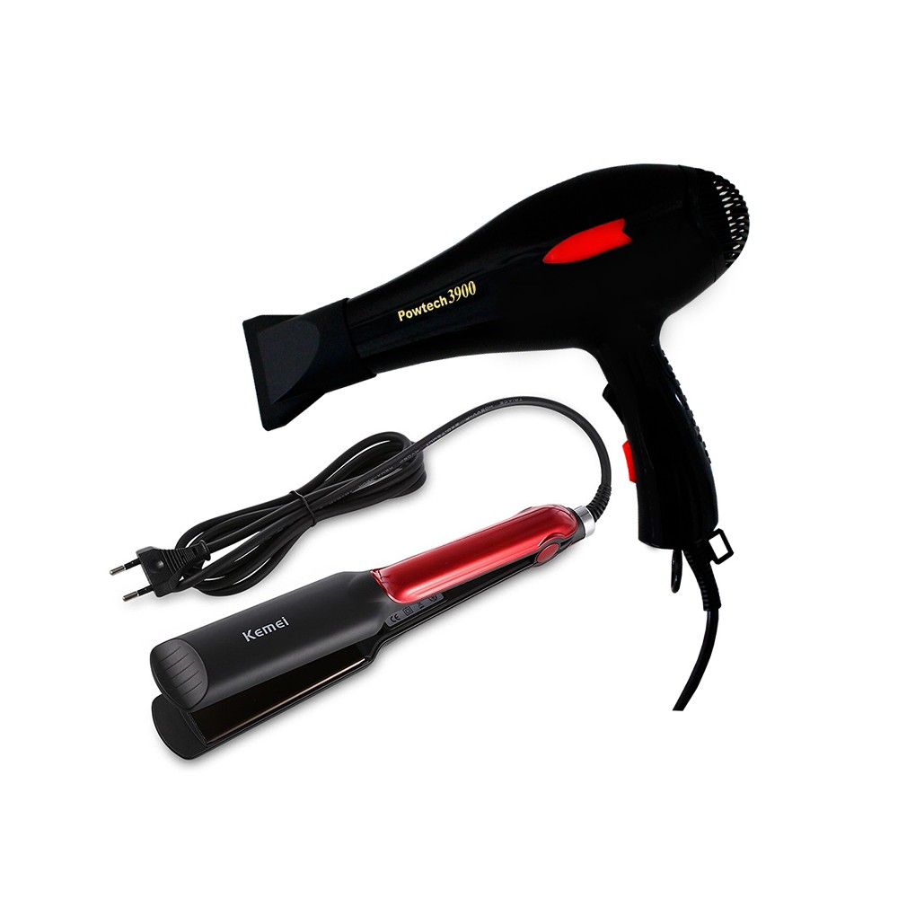 Kemei PACK BEAUTé SèCHE CHEVEUX POWTECH P3900 + PLAQUE CHEVEUX