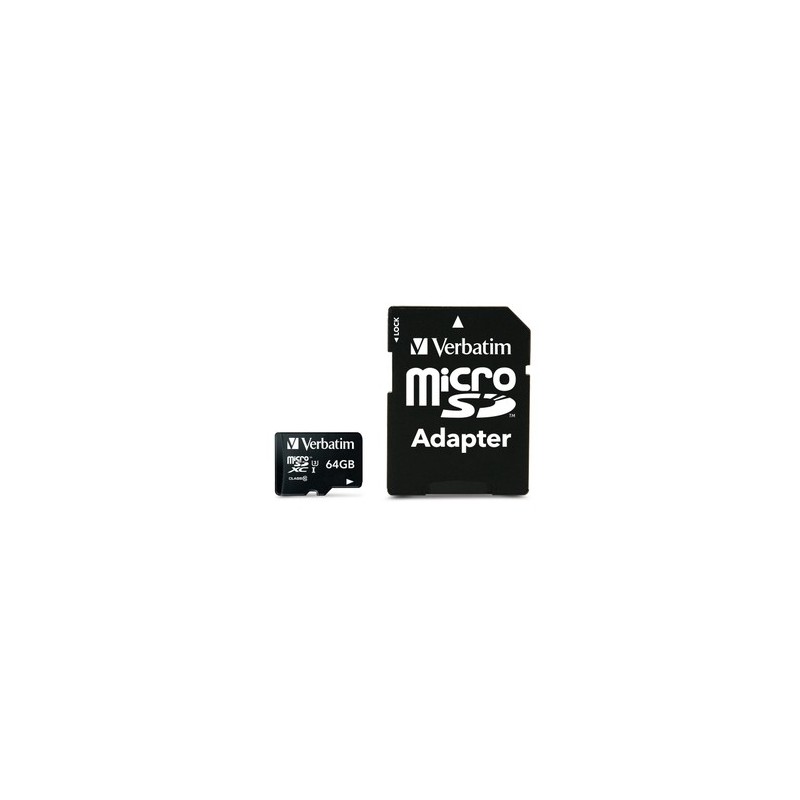 VERBATIM CARTE MéMOIRE PRO U3 MICRO SDHC 64 GO CLASS 10 AVEC ADAPTATEUR 1