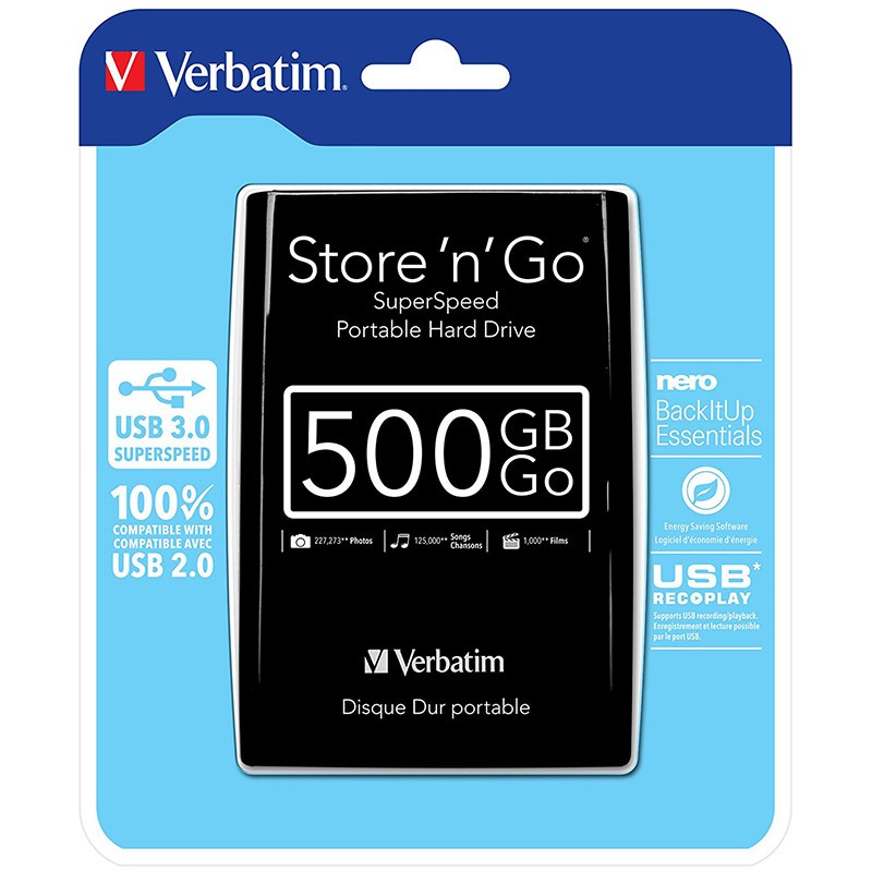 Verbatim 53029 500Go Store n Go USB 3.0 2.5 HDD Ext Noir 