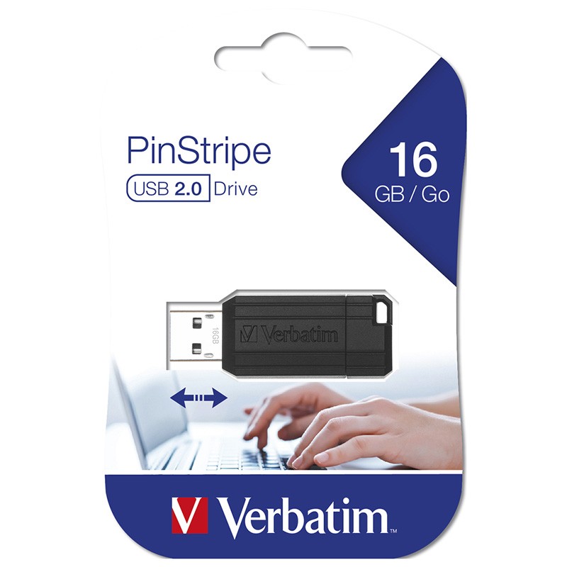 VERBATIM FLASH DISQUE 16GO USB 2.0 PINSTRIPE V-49316 1