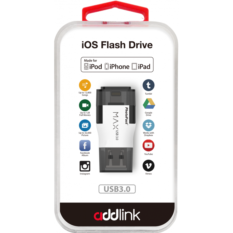 ADDLINK CLé USB OTG IOS F10 LIGHTNING VERS USB 3.0 / 32 GO 1