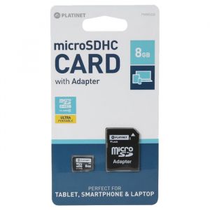 Platinet CARTE MÉMOIRE MICROSDHC 8 GB CLASS 6 + SD ADAPTER 1