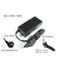 CHARGEUR POUR PC PORTABLE TOSHIBA 19 V 4,74 A 90W