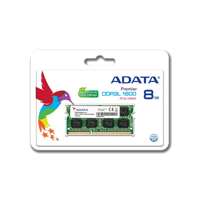 ADATA Barette Mémoire 8Go DDR3L pour Pc Portable - ADDS1600W8G11-R