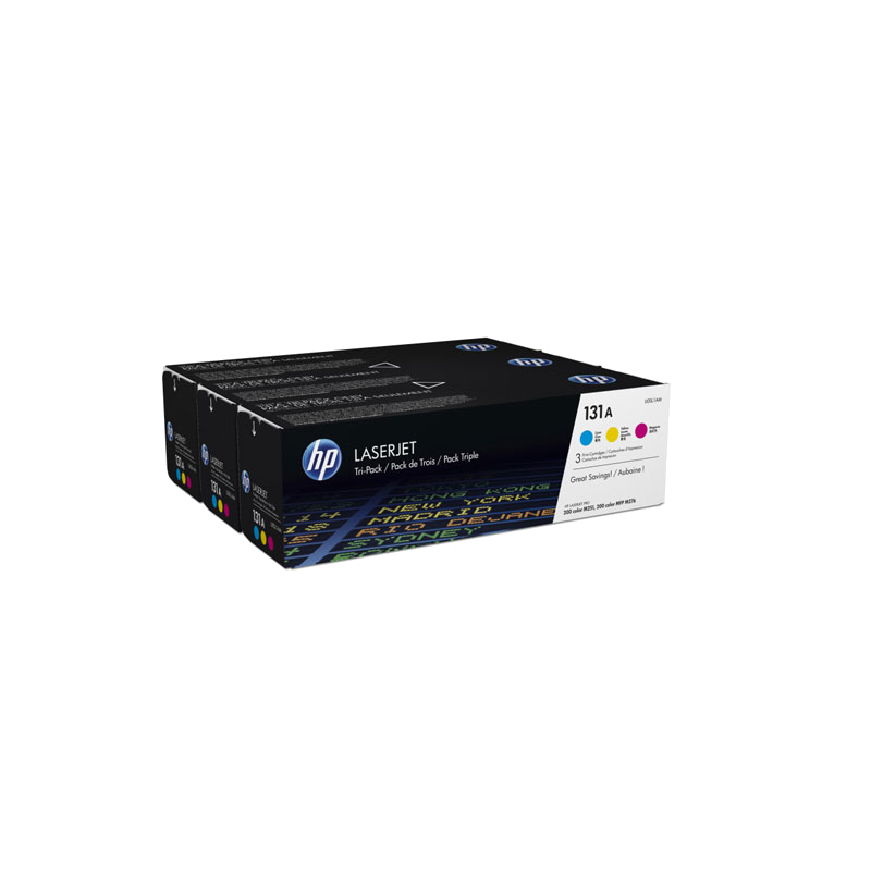 Pack de 3 toners authentiques cyan/magenta/jaune HP LaserJet 131A