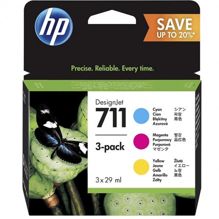 HP PACK DE 3 CARTOUCHES D'ORIGINE 711 - COULEURS