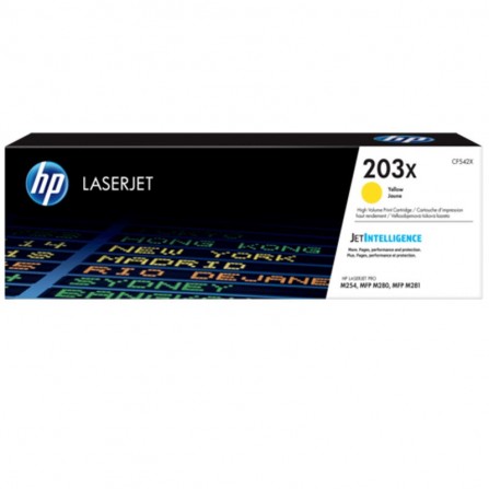 Toner original HP LaserJet CF542X pour HP 203X - Jaune