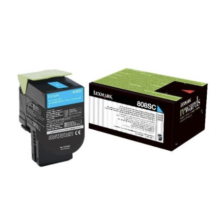 Toner Original Lexmark 808SC CX310,410,510 Cyan (2K) - 80C8SC0