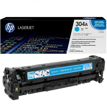Toner Original HP LaserJet CC531A pour HP 304A - Cyan