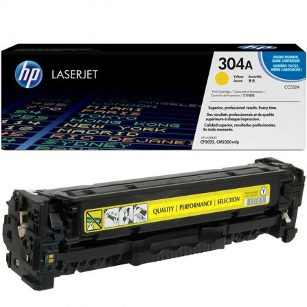 Toner Original HP LaserJet CC532A pour HP 304A - Jaune