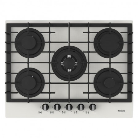 FOCUS F406W, PLAQUE DE CUISSON à GAZ DE 70 CM 5 FEUX à GRILLES EN FONTES 