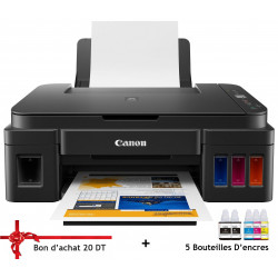Imprimante à réservoir intégré couleur Canon PIXMA G2411 / 5 Bouteilles D'encres Offerte + Bon d'achat 20 Dt