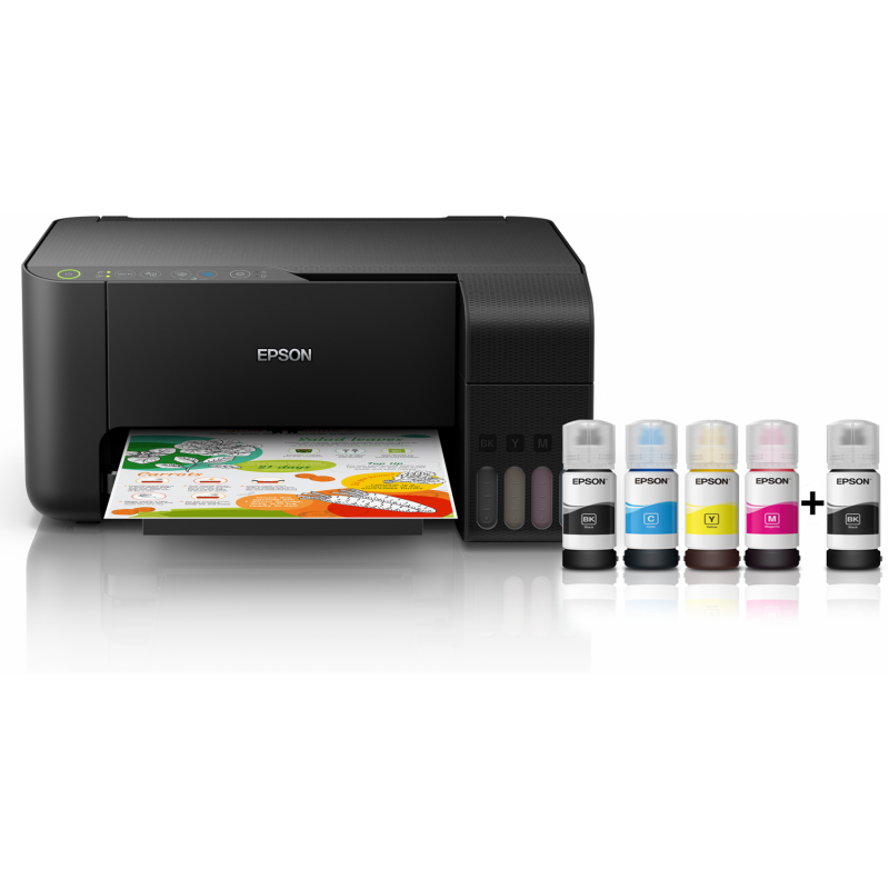 Imprimante Multifonction à réservoir intégré 3en1 couleur Epson ECOTANK L3150 / WiFi + Câble Imprimante USB 2.0 Offert + Rame papier Royal White A4 Offerte