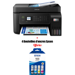 Imprimante EcoTank L5290 4 en 1 couleur A4  / Chargeur automatique/ Wi-Fi + 4 Bouteilles d'encres Epson Offertes