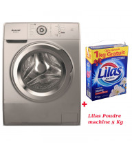 Brandt LAVE LINGE FRONTALE BAL72SS 7KG / SILVER + LILAS POUDRE MACHINE 5 KG