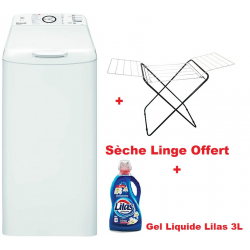 Lave linge TopLoad Brandt Intellect BT8602B / 6KG / Blanc + Sèche Linge Offert + GEL LIQUIDE LILAS 3L