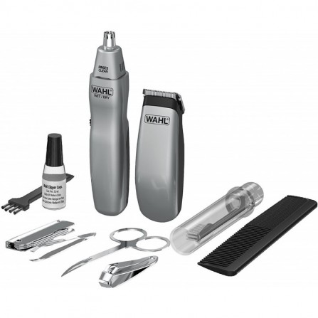 Tondeuse WAHL Kit à Barbe/Coupe Nez à Piles Sans Fil 3 en 1 - Gris (9962-1816)