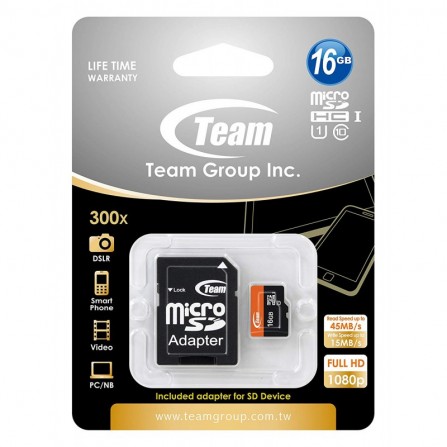 Team group CARTE MéMOIRE 16GO MICRO SDHC CLASS 10 TUSDH16GUHS03